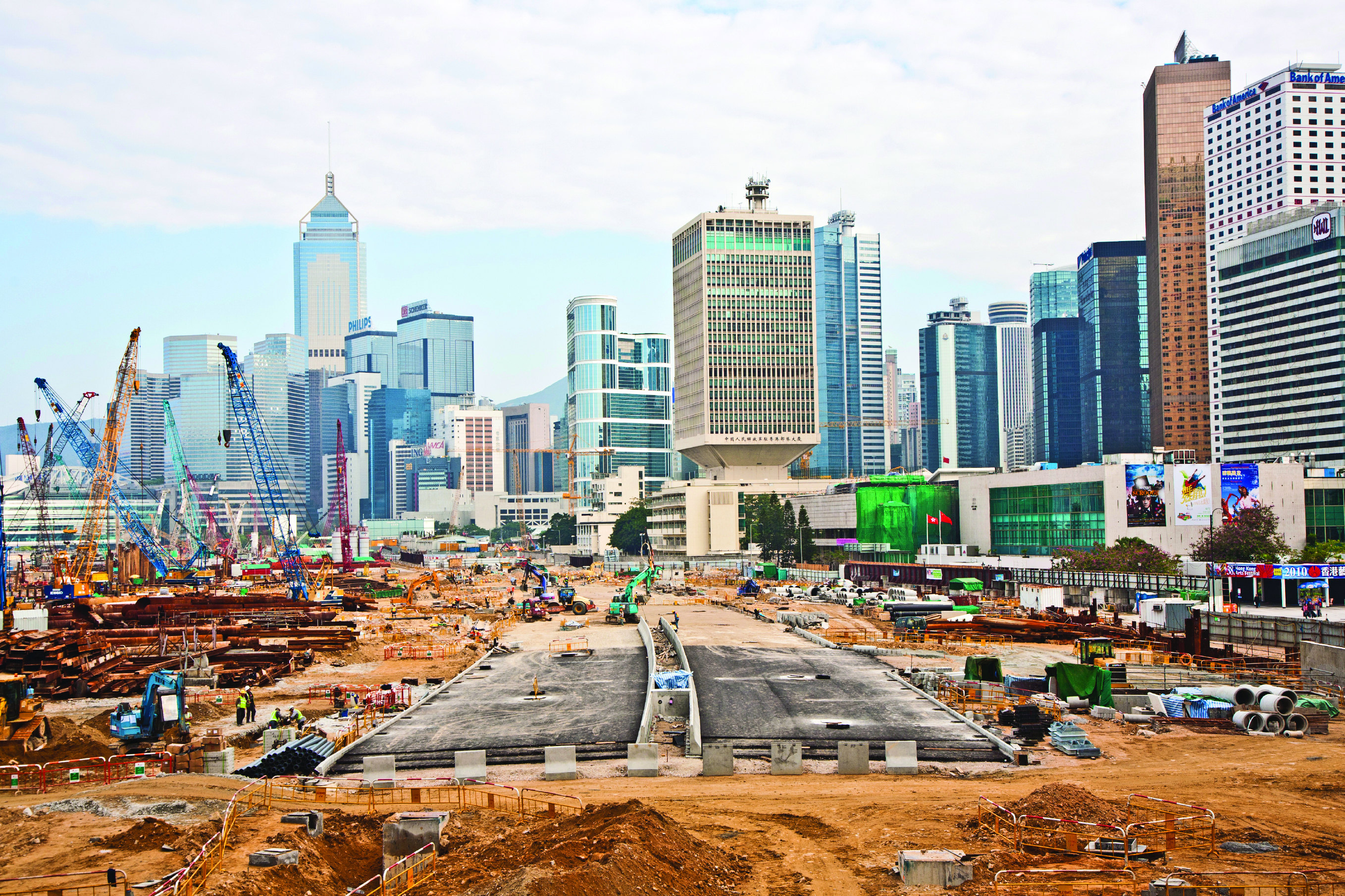 Downtown construction site in Hong Kong
