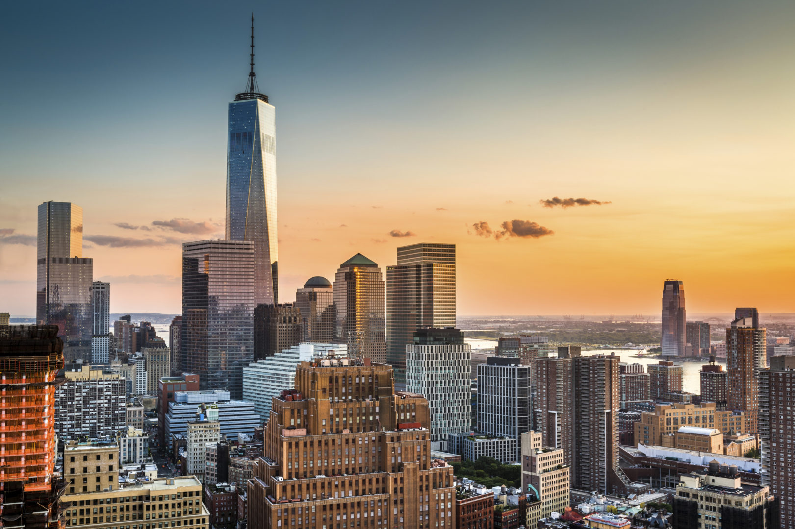 Manhattan skyline with Freedom Tower